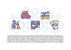 Familia en icono de concepto de viaje con texto vector