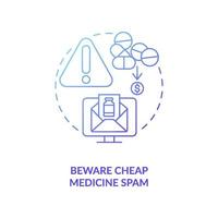 Beware cheap medicine spam concept icon vector