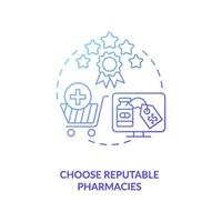 Choose reputable pharmacies concept icon vector