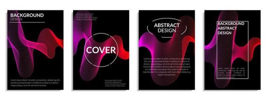 Abstract set of red and purple gradient wavy lines vector