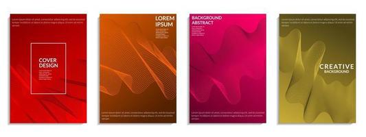 Abstract set of colorful gradient wavy lines shape vector