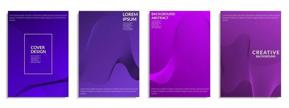 Abstract set of colorful gradient wavy lines shape vector