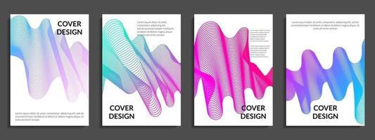 Abstract set of colorful gradient wavy lines vector