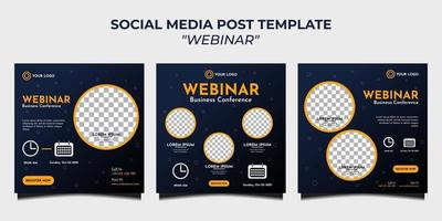 social media post templates webinar vector
