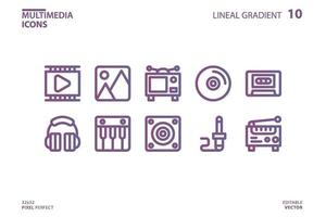 Multimedia line icon collection vector