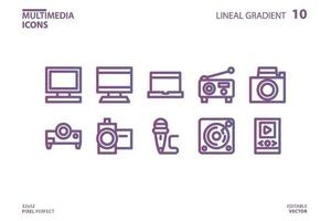Multimedia line icon collection vector