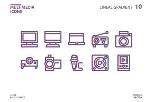 Multimedia line icon collection vector