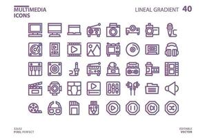 Multimedia line icon collection