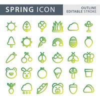 Set of spring gradient line icon set vector