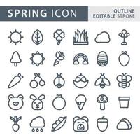 Set of spring outline icon set vector