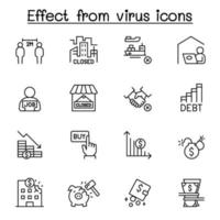 Effect from virus icon set in thin line style vector