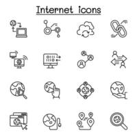 Internet connection icon set in thin line style vector