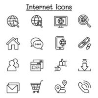 Internet browser icon set in thin line style vector