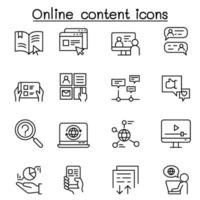 online content icon set in thin line style vector