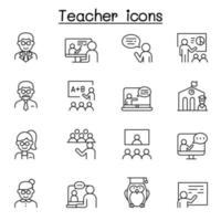 Teacher icons set in thin line style vector