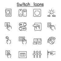 Switch icon set in thin line style vector
