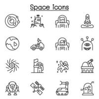 Space icon set in thin line style vector