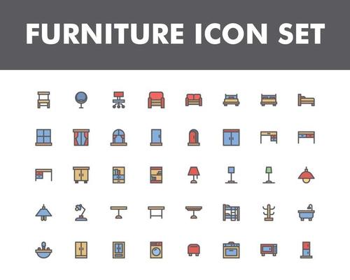 furniture icon set isolated on white background. for your web site design, logo, app, UI. Vector graphics illustration and editable stroke. EPS 10.