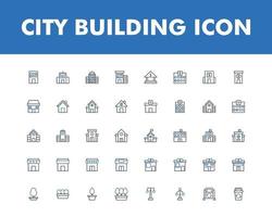 conjunto de iconos de construcción de la ciudad aislado sobre fondo blanco vector