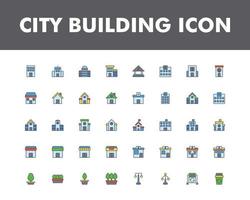 City building icon set isolated on white background vector