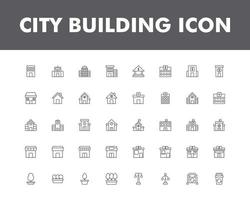 City building icon set isolated on white background