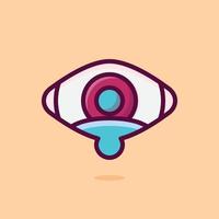 Ilustración de icono de vector de ojo. estilo de dibujos animados plano adecuado para página de destino web, banner, pegatina, fondo.