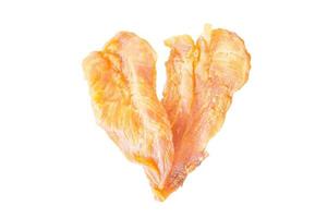 Dried chicken jerky for dogs isolated on a white background photo