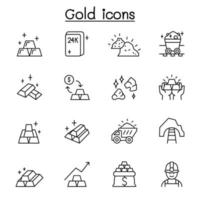 gold icon set in thin line style vector