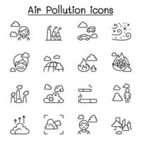 Air pollution, virus crisis, covid-19, corona virus icon set in thin line style vector