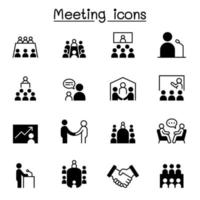 Meeting, conference, seminar, planning icon set vector illustration graphic design
