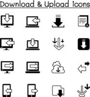 Descargar y cargar iconos conjunto ilustración vectorial diseño gráfico vector