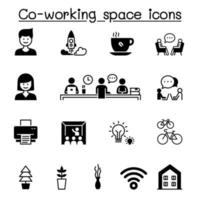 Set of Co-working space and Startup related vector icons.