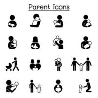 Conjunto de iconos de padres y familias, diseño gráfico de ilustración vectorial vector