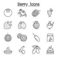 Berries icon set in thin line style vector