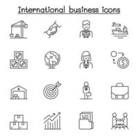 icono de negocios internacionales en estilo de línea fina vector