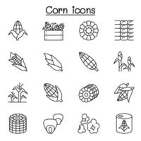 Corn icon set in thin line style vector