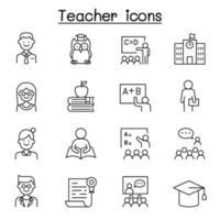 Teacher icon set in thin line style vector