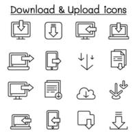Download and Upload icons set in thin line style vector