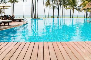 Wooden deck on a water surface photo