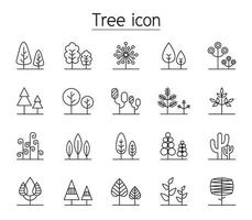 Tree icon set in thin line style vector