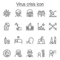 Virus disease corona virus, Covid-19 icons set in thin line style vector