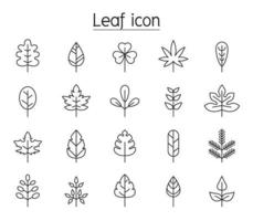 Leaf icon set in thin line style vector