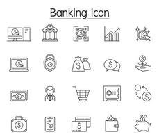 icono de banca en línea en estilo de línea fina vector