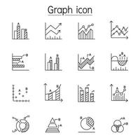 Graph, Chart, Diagram, Data, Infographic icon set in thin line style vector