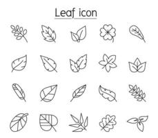 Leaf icon set in thin line style vector