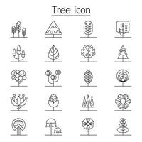 Tree icon set in thin line style vector