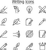 Writing icon set in thin line style vector