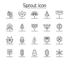 Sprout icon set in thin line style vector