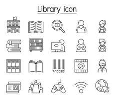 icono de biblioteca en estilo de línea fina vector