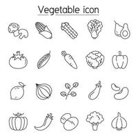 Vegetable icon set in thin line style vector